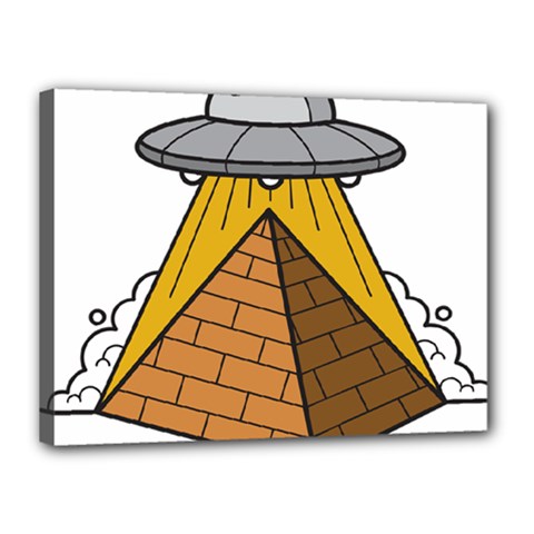 Unidentified Flying Object Ufo Under The Pyramid Canvas 16  X 12  (stretched)