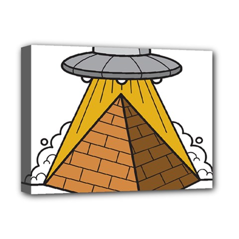 Unidentified Flying Object Ufo Under The Pyramid Deluxe Canvas 16  X 12  (stretched) 