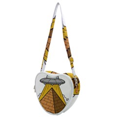 Unidentified Flying Object Ufo Under The Pyramid Heart Shoulder Bag by Sarkoni