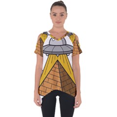Unidentified Flying Object Ufo Under The Pyramid Cut Out Side Drop T-shirt