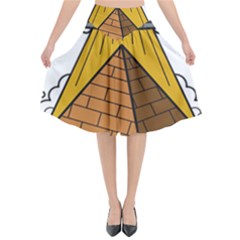 Unidentified Flying Object Ufo Under The Pyramid Flared Midi Skirt by Sarkoni