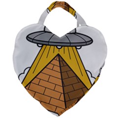 Unidentified Flying Object Ufo Under The Pyramid Giant Heart Shaped Tote