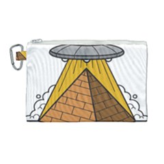 Unidentified Flying Object Ufo Under The Pyramid Canvas Cosmetic Bag (large) by Sarkoni