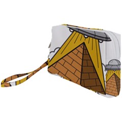 Unidentified Flying Object Ufo Under The Pyramid Wristlet Pouch Bag (small)