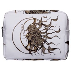 Psychedelic Art Drawing Sun And Moon Head Fictional Character Make Up Pouch (large) by Sarkoni