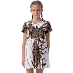 Psychedelic Art Drawing Sun And Moon Head Fictional Character Kids  Asymmetric Collar Dress by Sarkoni