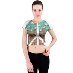 Psychedelic Art Painting Peace Drawing Landscape Art Peaceful Crew Neck Crop Top