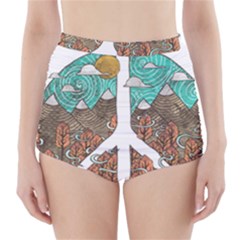 Psychedelic Art Painting Peace Drawing Landscape Art Peaceful High-waisted Bikini Bottoms by Sarkoni