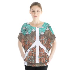 Psychedelic Art Painting Peace Drawing Landscape Art Peaceful Batwing Chiffon Blouse