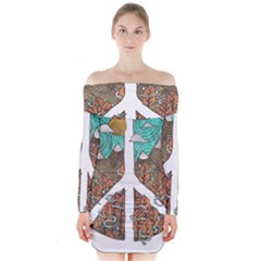 Psychedelic Art Painting Peace Drawing Landscape Art Peaceful Long Sleeve Off Shoulder Dress