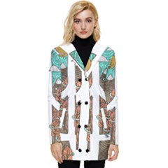 Psychedelic Art Painting Peace Drawing Landscape Art Peaceful Button Up Hooded Coat 