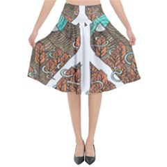 Psychedelic Art Painting Peace Drawing Landscape Art Peaceful Flared Midi Skirt