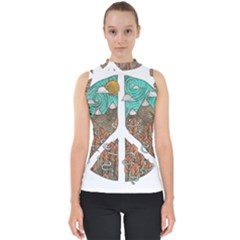 Psychedelic Art Painting Peace Drawing Landscape Art Peaceful Mock Neck Shell Top