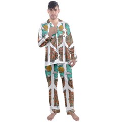 Psychedelic Art Painting Peace Drawing Landscape Art Peaceful Men s Long Sleeve Satin Pajamas Set