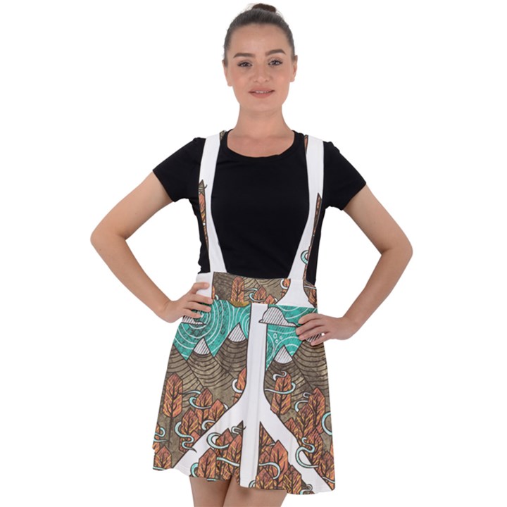 Psychedelic Art Painting Peace Drawing Landscape Art Peaceful Velvet Suspender Skater Skirt