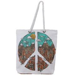Psychedelic Art Painting Peace Drawing Landscape Art Peaceful Full Print Rope Handle Tote (Large)