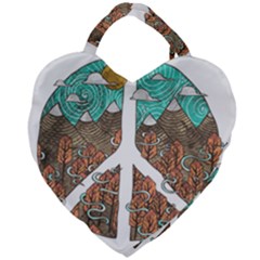 Psychedelic Art Painting Peace Drawing Landscape Art Peaceful Giant Heart Shaped Tote
