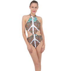 Psychedelic Art Painting Peace Drawing Landscape Art Peaceful Halter Side Cut Swimsuit