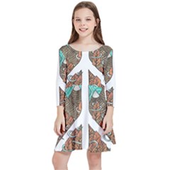Psychedelic Art Painting Peace Drawing Landscape Art Peaceful Kids  Quarter Sleeve Skater Dress