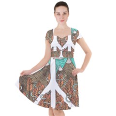 Psychedelic Art Painting Peace Drawing Landscape Art Peaceful Cap Sleeve Midi Dress