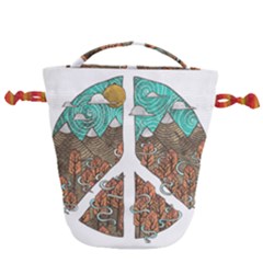 Psychedelic Art Painting Peace Drawing Landscape Art Peaceful Drawstring Bucket Bag