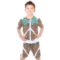 Psychedelic Art Painting Peace Drawing Landscape Art Peaceful Kids  T-Shirt and Shorts Set