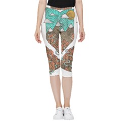 Psychedelic Art Painting Peace Drawing Landscape Art Peaceful Inside Out Lightweight Velour Capri Leggings 