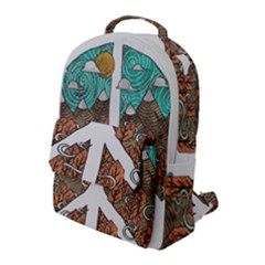 Psychedelic Art Painting Peace Drawing Landscape Art Peaceful Flap Pocket Backpack (Large)