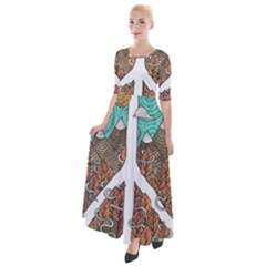 Psychedelic Art Painting Peace Drawing Landscape Art Peaceful Half Sleeves Maxi Dress