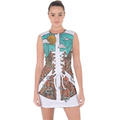 Psychedelic Art Painting Peace Drawing Landscape Art Peaceful Lace Up Front Bodycon Dress