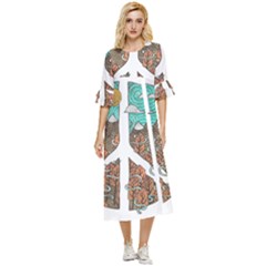 Psychedelic Art Painting Peace Drawing Landscape Art Peaceful Double Cuff Midi Dress