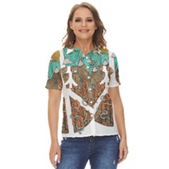 Psychedelic Art Painting Peace Drawing Landscape Art Peaceful Women s Short Sleeve Double Pocket Shirt