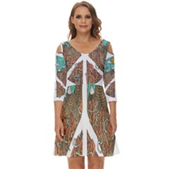 Psychedelic Art Painting Peace Drawing Landscape Art Peaceful Shoulder Cut Out Zip Up Dress