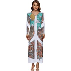 Psychedelic Art Painting Peace Drawing Landscape Art Peaceful Long Sleeve Longline Maxi Dress