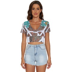 Psychedelic Art Painting Peace Drawing Landscape Art Peaceful V-Neck Crop Top