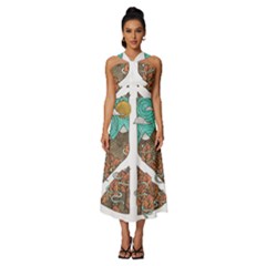 Psychedelic Art Painting Peace Drawing Landscape Art Peaceful Sleeveless Cross Front Cocktail Midi Chiffon Dress