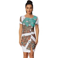 Psychedelic Art Painting Peace Drawing Landscape Art Peaceful Fitted Knot Split End Bodycon Dress