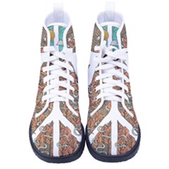 Psychedelic Art Painting Peace Drawing Landscape Art Peaceful Women s High-Top Canvas Sneakers