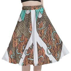 Psychedelic Art Painting Peace Drawing Landscape Art Peaceful A-line Full Circle Midi Skirt With Pocket by Sarkoni