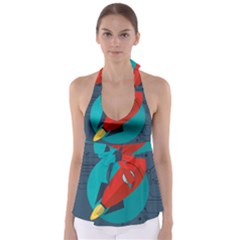 Rocket With Science Related Icons Image Tie Back Tankini Top