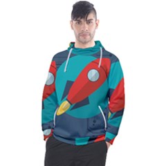 Rocket With Science Related Icons Image Men s Pullover Hoodie