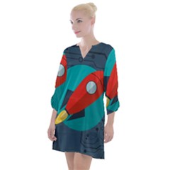 Rocket With Science Related Icons Image Open Neck Shift Dress