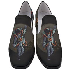 Illustration Drunk Astronaut Women Slip On Heel Loafers by Bedest