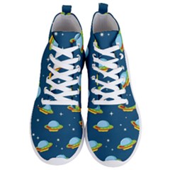 Seamless Pattern Ufo With Star Space Galaxy Background Men s Lightweight High Top Sneakers by Bedest