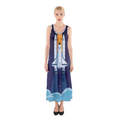 Spaceship Milkyway Galaxy Sleeveless Maxi Dress by Bedest