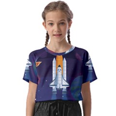 Spaceship Milkyway Galaxy Kids  Basic T-shirt by Bedest