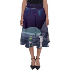 Alien Astronaut Scene Perfect Length Midi Skirt by Bedest