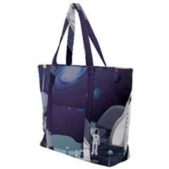 Alien Astronaut Scene Zip Up Canvas Bag by Bedest