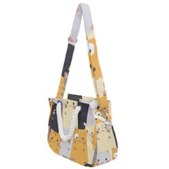 Seamless Pattern Cute Cat Cartoons Rope Handles Shoulder Strap Bag by Bedest