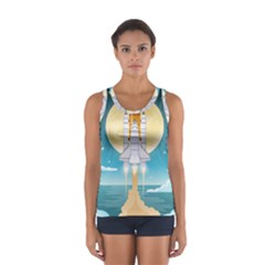 Space Exploration Illustration Sport Tank Top  by Bedest